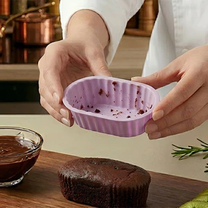 Silicone Hình Bầu Dục Thực Phẩm Bổ Sung Muffin Cup Rò Rỉ Thực Phẩm An Toàn Khay Nướng Bánh Kichen Phụ Kiện