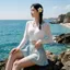 Bảo Thủ Đồ Bơi Nữ Sinh Mùa Hè Chia Ba Mảnh Bộ Đồ Chống Nắng Dài Tay Đi Biển Cô Gái Ngọt Ngào Bao Chuông