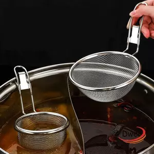 Muỗng lọc lưới DWEL, Dụng cụ nấu ăn Giỏ sôi lưới mịn, Tay cầm dài bền bỉ Nồi nóng bằng thép không gỉ có thể tái sử dụng Bộ đồ ăn nhà bếp