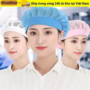 Mũ nấu ăn WOODNEST, Băng đô làm việc dịch vụ thực phẩm Mũ đầu bếp, Lưới tóc kèm theo sang trọng Lưới làm việc Khách sạn