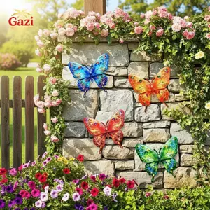 Nghệ thuật treo tường hình con bướm bằng kim loại sống động 1 / 4 Trang trí chống gỉ cho không gian ngoài trời [VN]