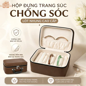 Hộp Đựng Trang Sức Da PU Lót Nhung Chống Sốc Đựng Nhẫn Dây Chuyền Vòng Tay Du Lịch Quà Tặng