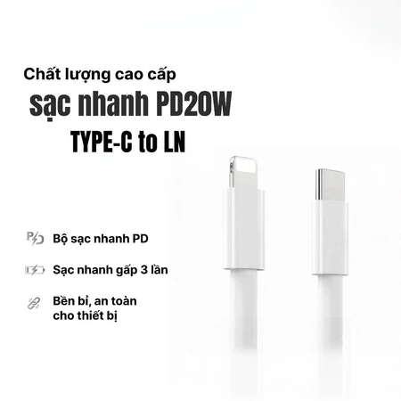 Cáp Sạc Nhanh 20W dài 1mét bọc dù TypeC to L sạc nhanh Phon 6-14prm. Phụ kiện sạc điện thoại iphon cáp sạc nhanh 20w.