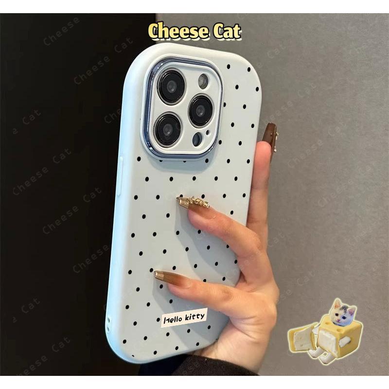 ins Ốp điện thoại toàn màn hình chấm đen có dây buộc cho iPhone 15 14 13 12 11 16 17 Pro Max Xs Max XR 7 8 Plus