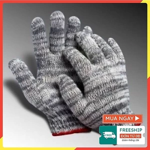 COMBO 30 ĐÔI Găng tay sợi bảo hộ lao động màu ghi muối tiêu làm vườn - Bao tất tay xây dựng sửa xe cơ khí