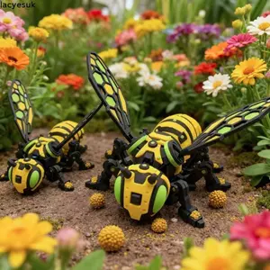 LACYESUK Con ong cơ in 3D, Đồ chơi ong khớp nối có thể di chuyển được in 3D, Quà tặng mô phỏng cánh có thể tháo rời Trang trí bàn làm việc đồ chơi ong khớp nối