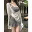 Áo sơ mi dài tay dáng ôm sang trọng Pure Desire Style + Váy ngắn ba mảnh thiết kế dành cho cô gái nóng bỏng