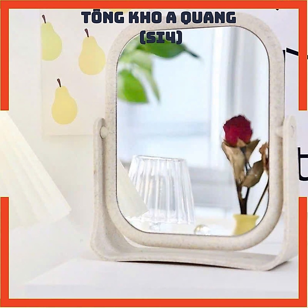 Gương để bàn trang điểm lúa mạch, thiết kế xoay 360 độ với hai mặt gương soi rõ nét, giúp tăng thêm vẻ đẹp tự nhiên cho