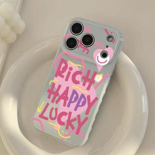 Ốp lưng vẽ trái tim chữ may mắn màu hồng phù hợp với iPhone17promax 16/15/14/13/12