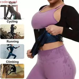 CODECOVED Xông Hơi Phù Hợp Với Áo Sơ Mi, Tay Dài Dây Kéo Thiết Kế Eo Huấn Luyện Áo Vest, Định Hình Cơ Thể Chịu Mồ Hôi Nóng Polymer Nén Phù Hợp Với Cơ Thể Shaper Thể Thao Hoạt Động