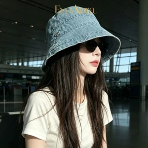 Tấm che nắng mũ xô Denim chất lượng cao của Nhật Bản Kem chống nắng vành lớn
