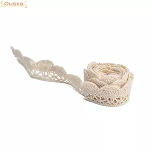 OUSXA 1 Chiếc Vải Ren Ruy Băng, Màu Be & Trắng & Đen 20 Mét Chiều Dài Ren Cotton Viền, Cổ Điển 2cm Chiều Rộng Sòe Ren Cạnh Để Trang Trí Rèm
