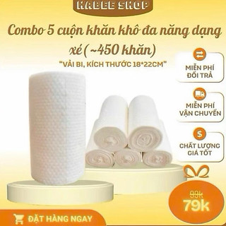 Combo mua 4 (tặng 1) khăn bi víp dạng cuộn,