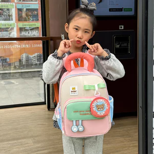 Mẫu Giáo Bé Gái Có Khóa Ngực Bảo Vệ Ridge Ba Lô Nhỏ Trung Bình Mới Siêu Nhẹ Schoolbag Nhập Công Viên Burden-Red