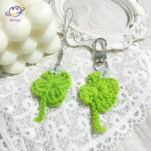 HFTOY Thời Trang Bốn Lá Cỏ Ba Lá Luy Móc Khóa Sáng Tạo Dệt Kim Cỏ Bapa Tinh Tế Phụ Kiện Trang Trí Quà Tặng ~