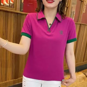 2026 Mới Nữ Áo Sơ Mi Polo Tay Ngắn Plus Kích Thước Giảm Béo Cổ Áo Thun