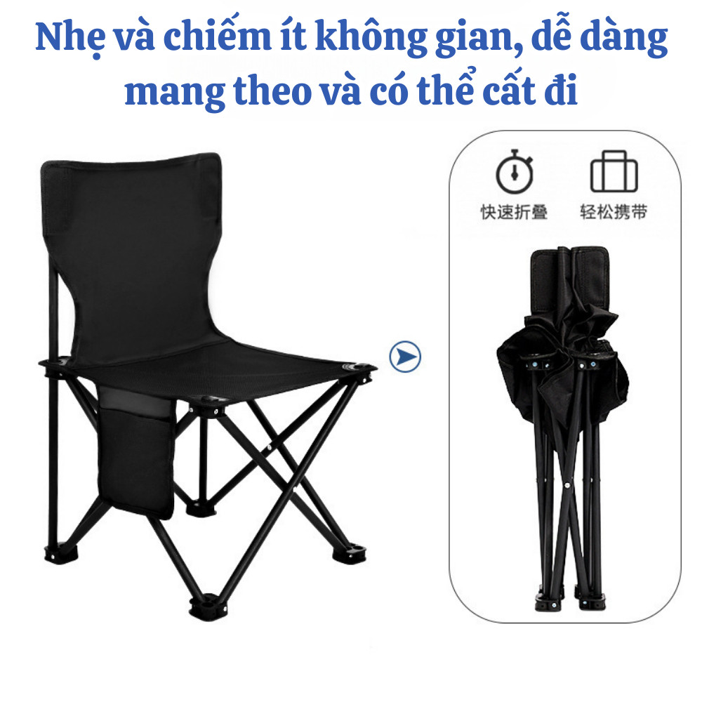 Ghế Gấp Gọn Du Lịch 2 Lớp Dày Dặn, Ghế Câu Cá, Ghế Camping Gấp Gọn Kèm Túi