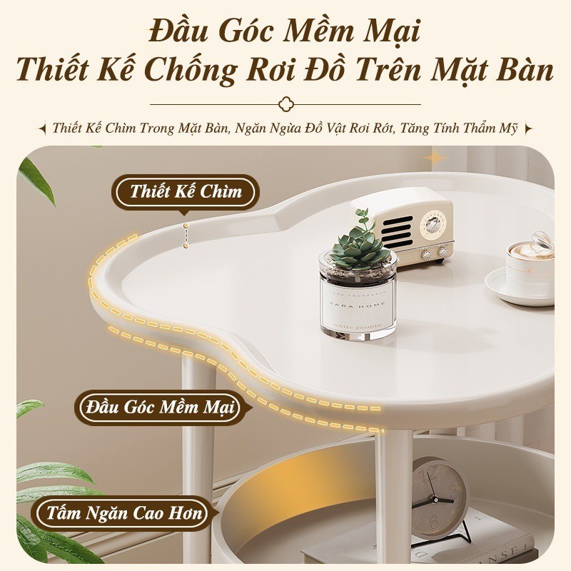 Bàn Trà Trang Trí Phòng Khách Hình Cỏ 4 Lá, Bàn Đầu Giường Phòng Ngủ Decor Phong Cách Bắc Âu DINO