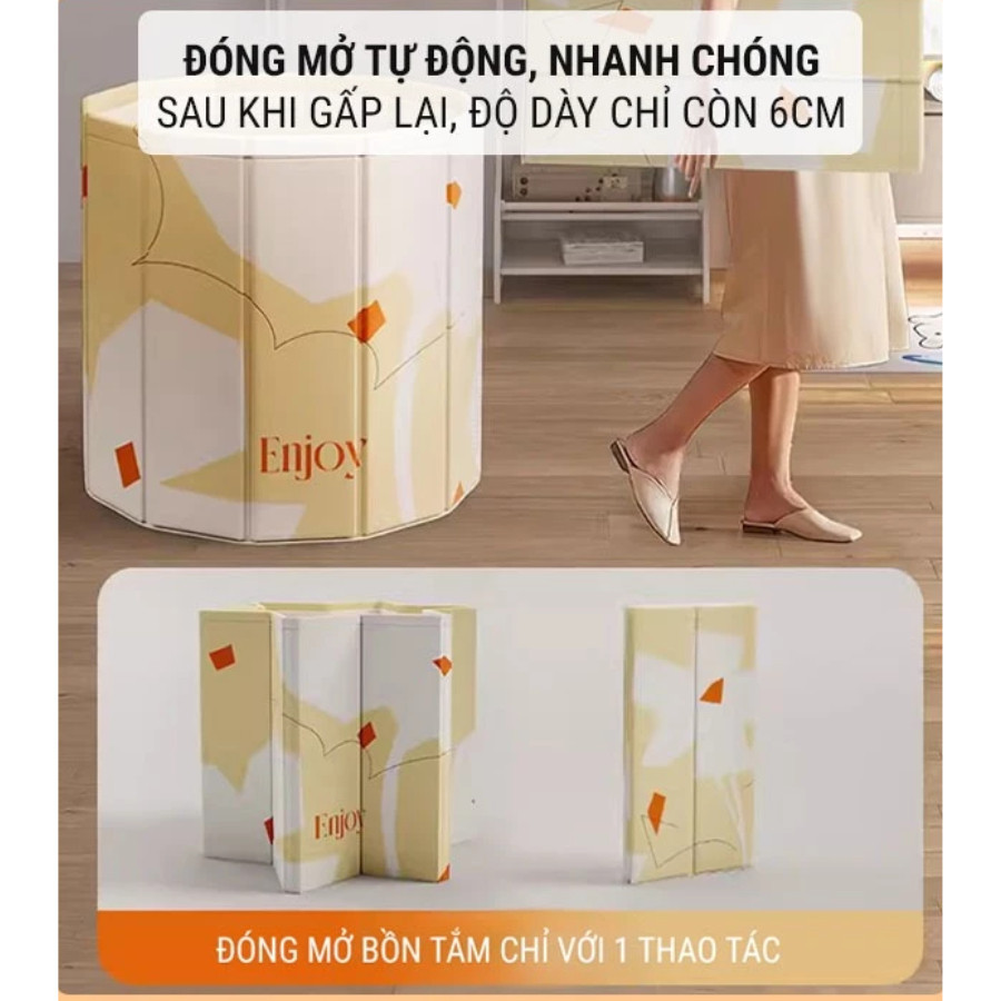 Bồn Tắm Gấp Gọn Cho Người Lớn Loại Dày, Bể Bơi Gấp Gọn Cho Bé, Bồn Ngâm Người Dung Tích 150L
