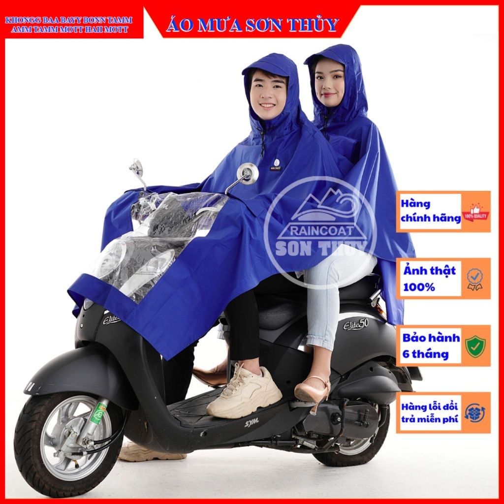 Áo mưa choàng 2 mũ Sơn Thủy áo mưa vải dù cao cấp 2 người mặc K26/2M