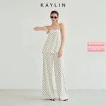 Set KAYLIN áo quây phối quần dài chấm bi chất vải bố cotton phong cách cá  tính BST Thu Đông 2025 - SET32T7 — ảnh 1