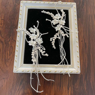 Trang sức tóc Mori phong cách handmade ngọc trai và tua rua, phù hợp với cô dâu trong ngày cưới