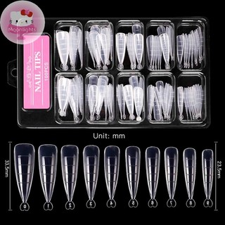 Moonlights 100 Chiếc Móng Tay Dạng Full Cover Gel Khuôn Đầu Móng Tay Nối Dài Tự Làm Móng Tay Phụ Kiện EN