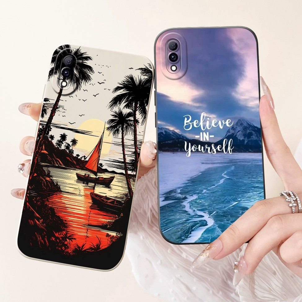 Vivo Y97 Ốp Lưng V1813A Silicon Mèo Dễ Thương Thời Trang Bướm Hoa Yêu Sơn Bao Y97 Vivo Ốp Lưng Điện Thoại V18183T