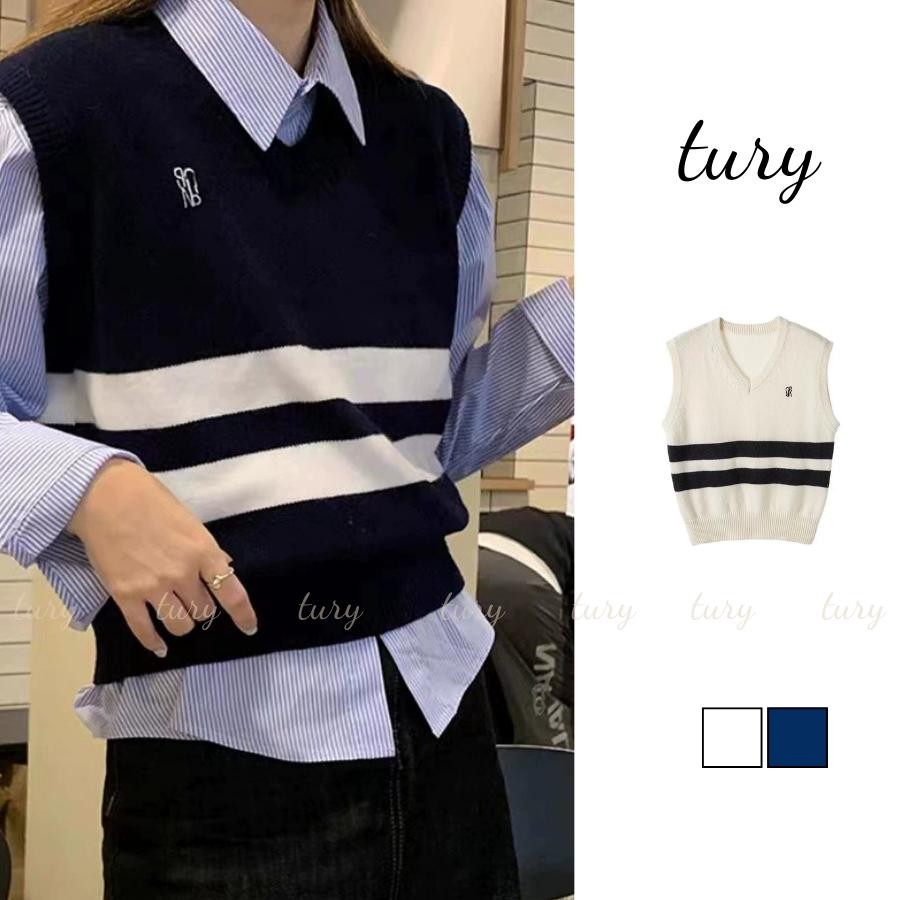 Áo Len Unisex Nam Nữ - Tury - Áo gile len cổ V phong cách học sinh thời trang thu đông màu be, xám - TA053