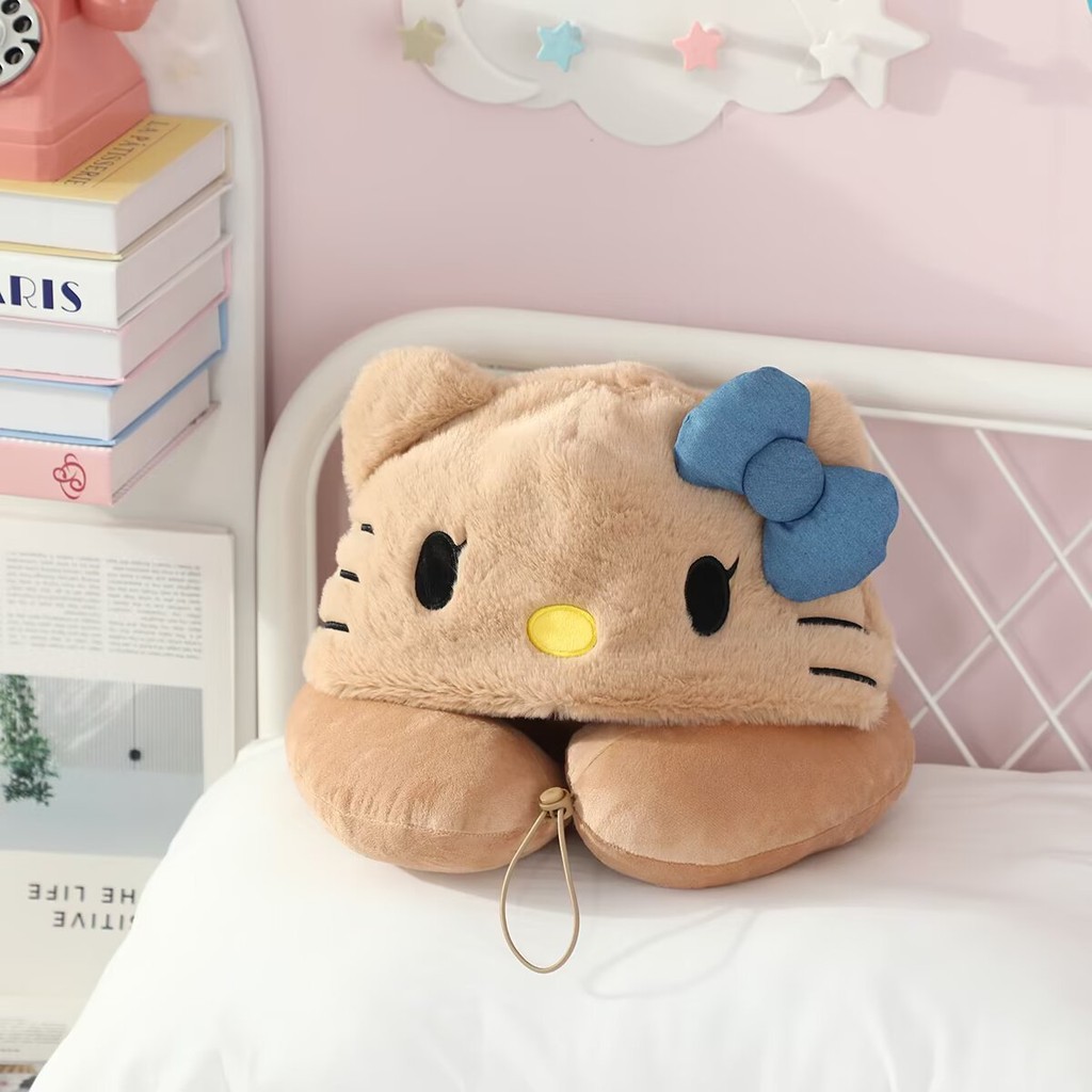 BH2 Sanrio Hello Kitty Có Mũ Trùm Đầu Hình Chữ U Gối Du Lịch Cổ Hoạt Hình Gối Dễ Thương Chăn 2 Trong 1 HB2