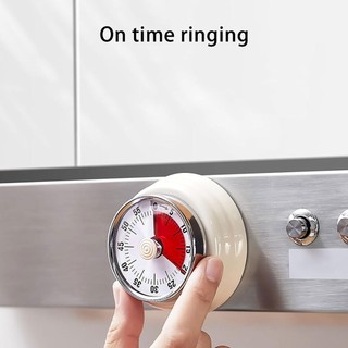 Hẹn giờ nhà bếp bằng thép không gỉ cổ điển Đếm ngược cơ học 60 phút có báo động lớn Hẹn giờ nấu ăn lưng từ tính để nướng bánh văn phòng và học tập kim loại nam châm di động nhỏ gọn