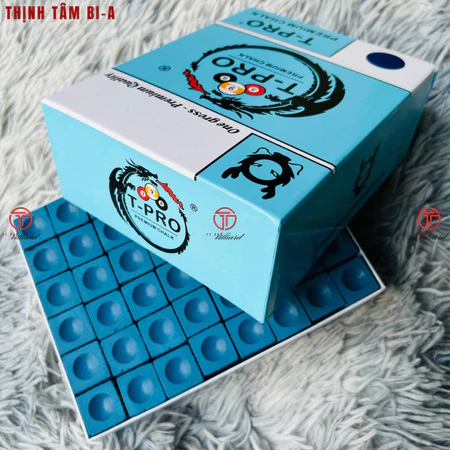 [THỊNH TÂM] Combo Viên Lơ Bida TT.Pro 10A T-PRO Xanh Xám Mịn, Phấn Lơ Bôi Đầu Cơ Bi-a TPRO Bám Đầu Cơ