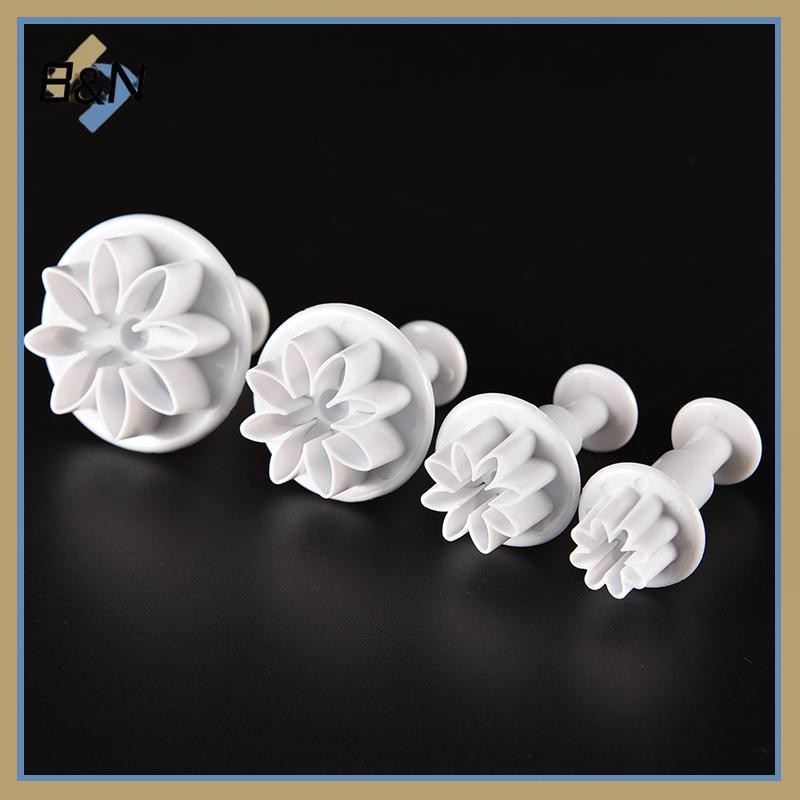 B & N 4X Bánh Fondant Sugarcraft Trang Trí Khuôn Bánh Quy Pít Tông Cắt Hoa.