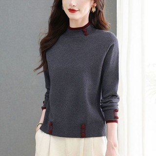 Dệt Kim Áo Chui Đầu Dài Tay Ôm Dáng Phong Cách Hàn Quốc Cho Thu Đông