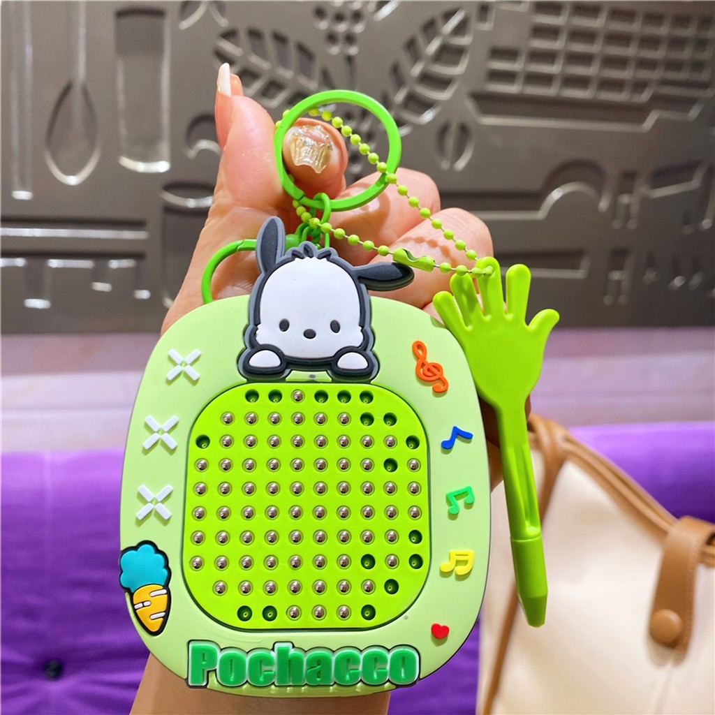 Móc khóa , Sanrio với mặt dây chuyền bảng vẽ bóng thép, trang trí treo vui nhộn cho trẻ em