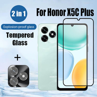 Kính cường lực bảo vệ màn hình 2 trong 1 Honor X5c HD cho Honor X7d X7c X6b X8b X7b X8c X5b Plus X6c 5G 4G có ống kính máy ảnh