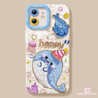 Ốp Lưng Cho Iphone 17 16 13 15 11 14 12 Pro Max 16 15 8 7 Plus XR XS X Max Hoạt Hình Vui Vẻ Dễ Thương Hình Cá Voi Ngôi Sao Vòng Tay Bìa Mềm