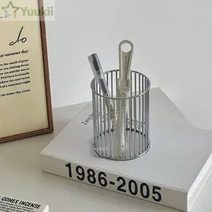 Hộp đựng bút kim loại YUUKII, Cốc cọ trang điểm màu đen đa chức năng, Hộp đựng bút chì kiểu INS kim loại Trang trí nội thất