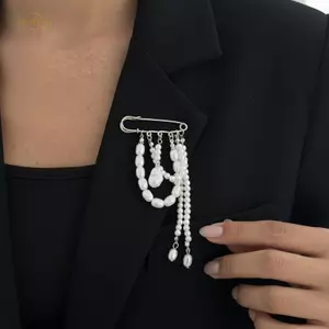 PNPIA- Thổ Cẩm Ngọc Trai Giả Cho Bộ Đồ Vintage sel Dây Xích Pin Nam Nữ zer Ve Áo Trang Trí Văn Phòng Kinh Doanh Họp Trang Sức