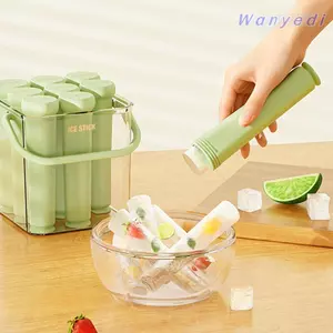 WANYEDI Khuôn Popsicle Cũ, Khay Đá Thanh Dài DIY Có Thể Tái Sử Dụng, Bền Có Tay Cầm Có Nắp Khuôn Đá Viên Dụng Cụ Nhà Bếp
