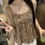 Áo yếm in họa tiết da báo cổ điển kiểu Pháp mùa hè Thiết kế phong cách mới cay ngọt ngào Slim-fit Slimer Look Niche Top