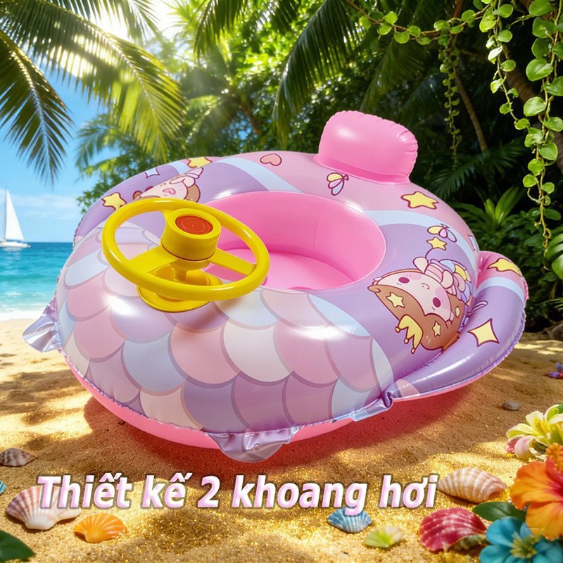 phao bơi trẻ hình khủng long nàng tiên cá pvc dày chống rách đi biển hồ bơi tập bơi an toàn
