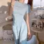 Bộ đồ thời trang Sweet Girl Dây đeo dây mùa hè Áo ngắn cay ngọt ngào + Quần ống rộng thể thao Bộ đồ hai mảnh