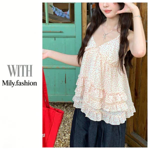 Milyfashion Sweet Polka Dot Print Xù Sling Mùa Hè Rời Phù Hợp Với Áo Y2K Phong Cách Mới Ba Lê Phong Cách VHLP