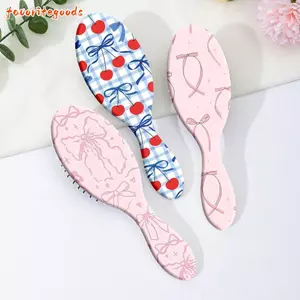 Bàn chải gỡ rối FAVORITEGOODS, Bàn chải tóc đệm không khí dễ thương hình bầu dục, Lược Massage da đầu bằng nhựa chống tĩnh điện nhẹ dành cho nữ và bé gái
