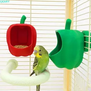 Chậu đựng thức ăn cho chim QEARY, Khay đựng thức ăn lồng vẹt treo vui nhộn, Thông gió độc đáo Hình Ớt nhựa Nhà lồng gắn