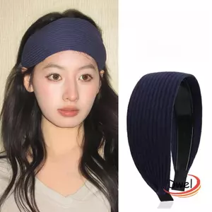Băng đô đan rộng DWEL, Băng đô Turban mềm màu trơn, Retro Cao cấp có răng Phụ kiện tóc vòng