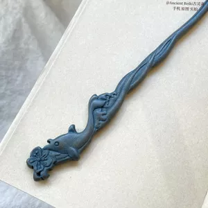 WHX [Cá voi] 20cm Gỗ đàn hương tự nhiên Kẹp tóc gỗ đàn hương xanh Phụ kiện tóc Trung Quốc mới