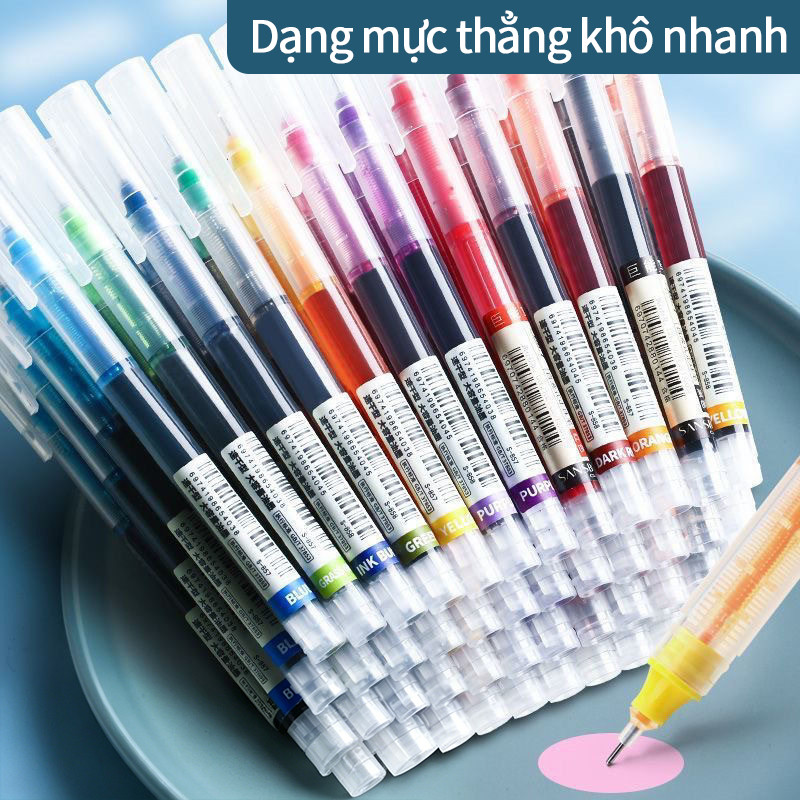 Set bút gel nhiều màu ngòi 0.5mm siêu đẹp nét thanh mực đều nhanh khô học sinh ghi chép văn phòng