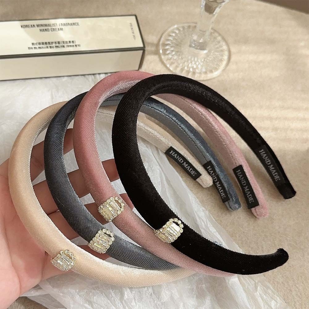 Hululu / Phong Cách Hàn Quốc Phong Cách Mới Nhung Cao Cấp Phiên Bản hẹp Kim Cương Giả Xốp Băng Đô Đi Chơi Tính Khí Phù Hợp Với Băng Đô Cao Cấp Phụ Kiện Tóc